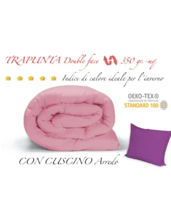 TRAPUNTA FX piumone TINTA UNITA FUCSIA - ROSA double face INVERNALE 350 GR. CON FEDERA ARREDO