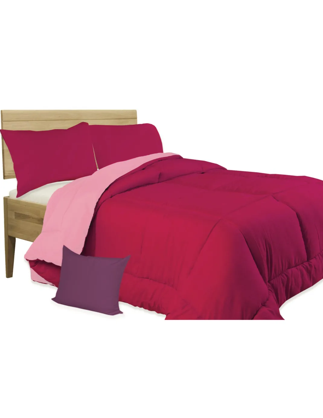 TRAPUNTA FX piumone TINTA UNITA FUCSIA - ROSA double face INVERNALE 350 GR. CON FEDERA ARREDO
