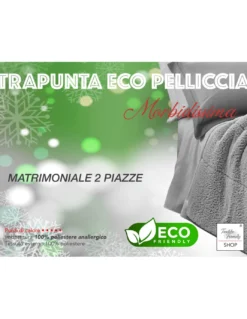 TRAPUNTA in Soffice Eco-pelliccia SPIGA Grigio 2 Piazze Matrimoniale