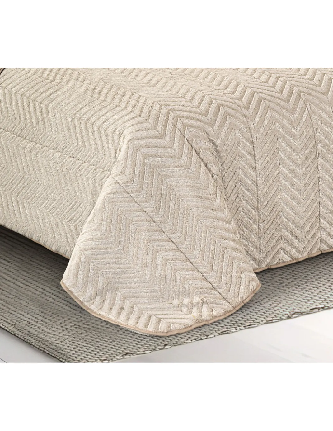 TRAPUNTA in Soffice Eco-pelliccia SPIGA Beige 2 Piazze Matrimoniale