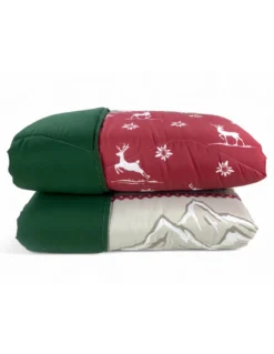 Trapunta Invernale Super Fantasia Baita - Stile Tirolese Rosso Verde - Microfibra Calda 300gr - Made in Italy