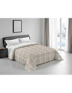 Trapunta Invernale Tirolese Texture Beige - Piumone Letto Microfibra Anallergica 300gr - Made in Italy Calda