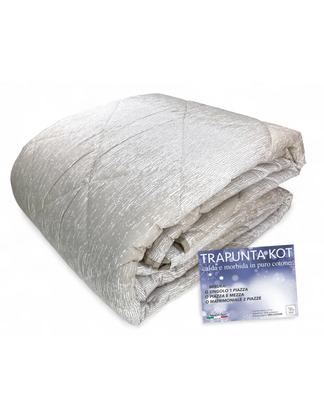 Trapunta Kot Bollicine Beige - Copriletto Invernale in Puro Cotone - Made in Italy, Imbottitura Anallergica