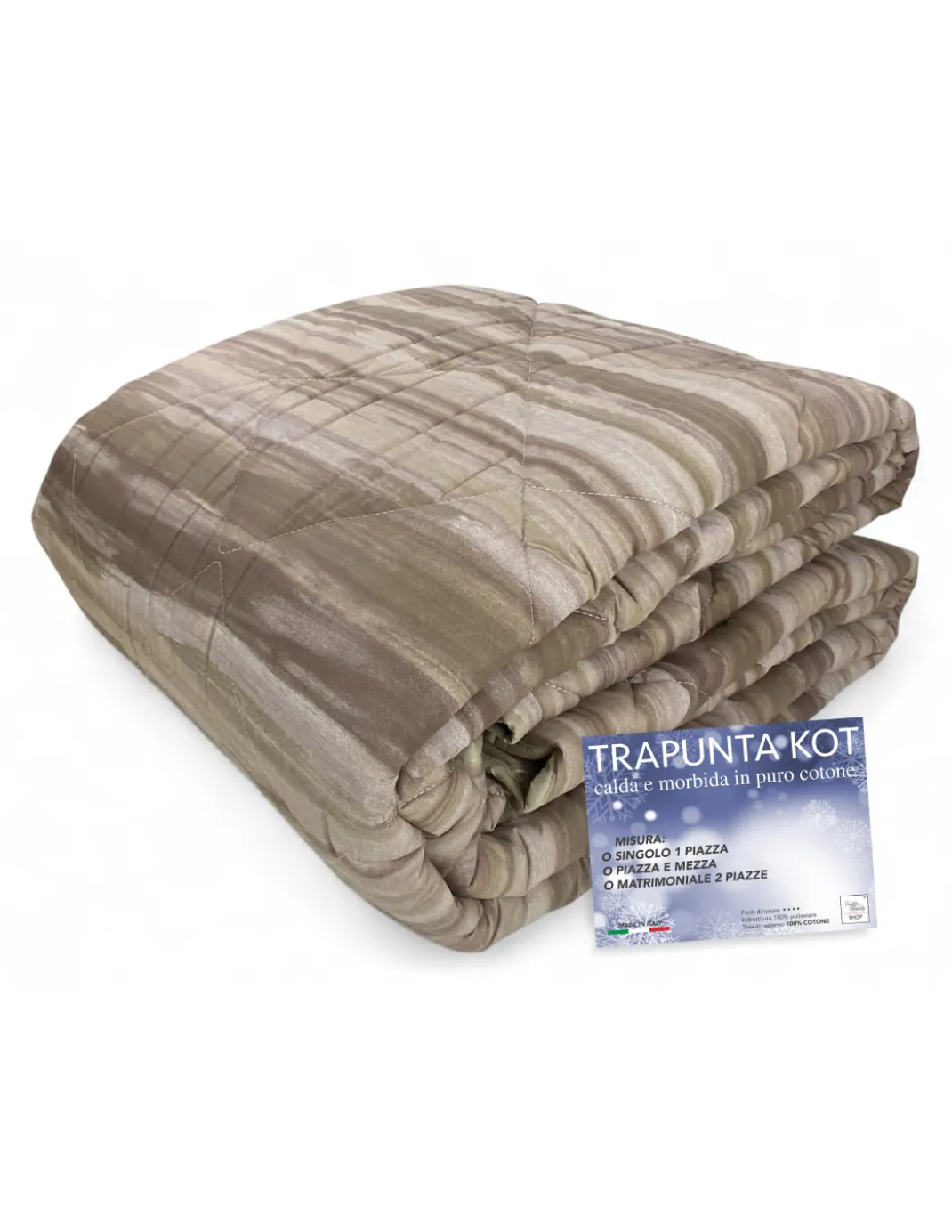 Trapunta Kot Pennellato Beige - Copriletto Invernale in Puro Cotone - Made in Italy, Imbottitura Anallergica