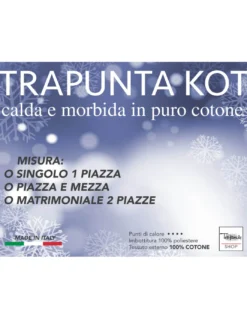 TRAPUNTA KOT © ZEBRATA bianco e nera DIS. ZEBRATO Piumino MADE IN ITALY PURO COTONE