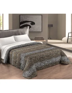 Trapunta Leopardata Invernale 300 gr/mq, Fantasia Animalier, Morbida e Calda, Anallergica e Made in Italy