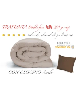 TRAPUNTA MR piumone TINTA UNITA PANNA - MARRONE double face INVERNALE 350 GR. CON FEDERA ARREDO
