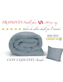 TRAPUNTA NR piumone TINTA UNITA NERO - GRIGIO double face INVERNALE 350 GR.