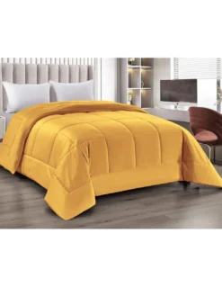 TRAPUNTA Piumone in Soffice Velluto Giallo ORO Effetto Piuma 2 Piazze Matrimoniale ELISIR