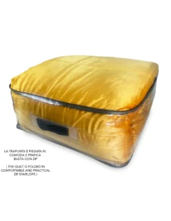 TRAPUNTA Piumone in Soffice Velluto Giallo ORO Effetto Piuma 2 Piazze Matrimoniale ELISIR