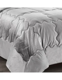 TRAPUNTA Piumone in Soffice Velluto GRIGIO Effetto Piuma 2 Piazze Matrimoniale ELISIR Jacquard