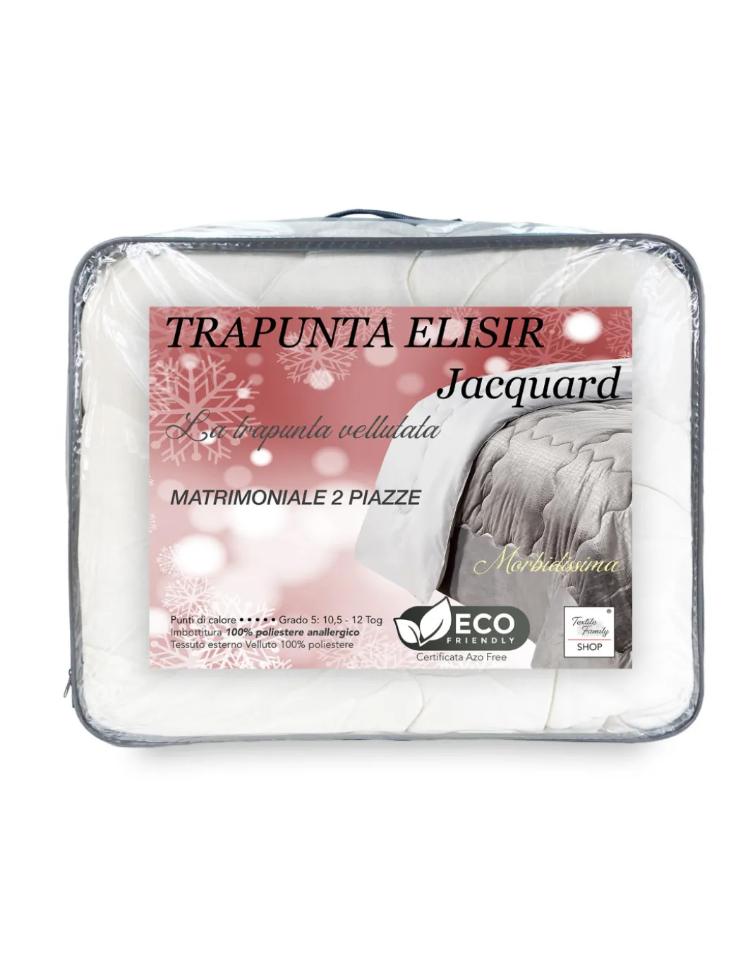 TRAPUNTA Piumone in Soffice Velluto AVORIO Effetto Piuma 2 Piazze Matrimoniale ELISIR Jacquard