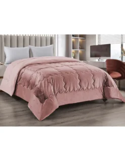 TRAPUNTA Piumone in Soffice Velluto ROSA Effetto Piuma 2 Piazze Matrimoniale ELISIR Jacquard