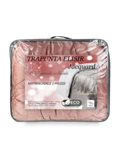 TRAPUNTA Piumone in Soffice Velluto ROSA Effetto Piuma 2 Piazze Matrimoniale ELISIR Jacquard