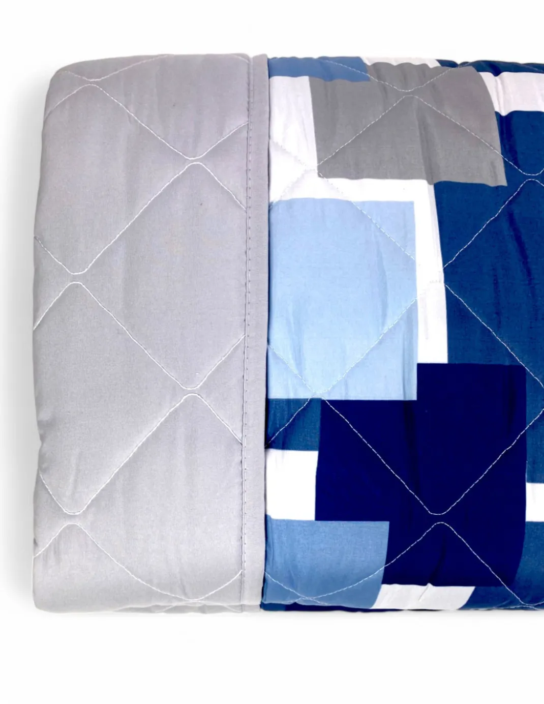 Trapuntino Fiocco – Copriletto Trapuntato Quadri Blu – Mezza Stagione, Microfibra Morbida – Made in Italy