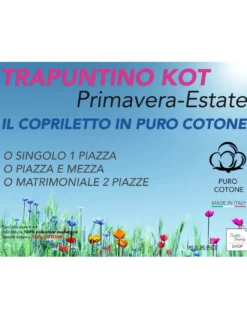 Trapuntino Leggero Kot Pennellato Blu - Quilt Primaverile Estivo - Cotone 100% - Anallergico - Made in Italy