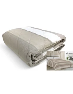 Trapuntino Leggero Kot Riga Beige - Quilt Primaverile Estivo - Cotone 100% - Anallergico - Made in Italy