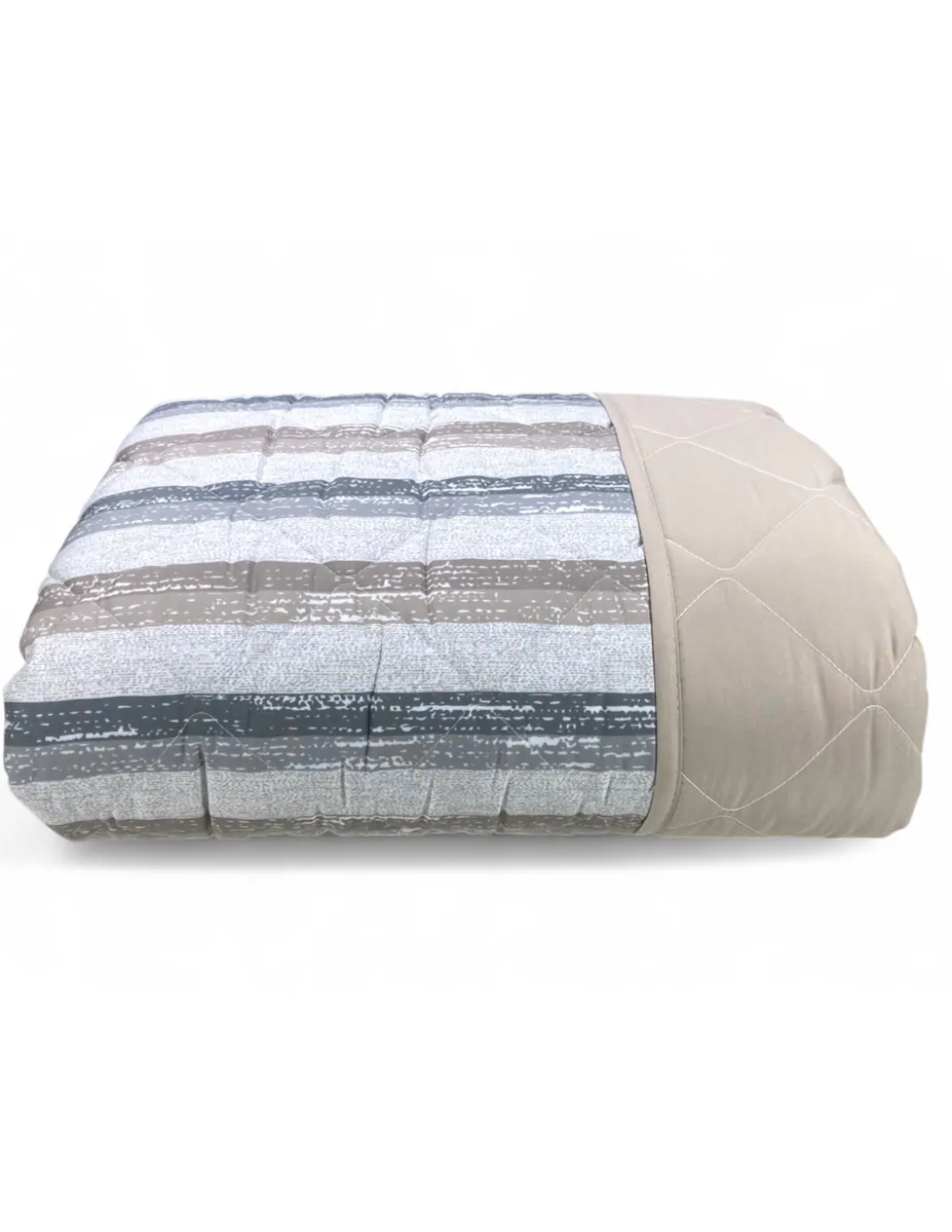 Trapuntino Rigato Beige - Copriletto Trapuntato Mezza Stagione - Microfibra Morbida 100 gr/m² - Made in Italy
