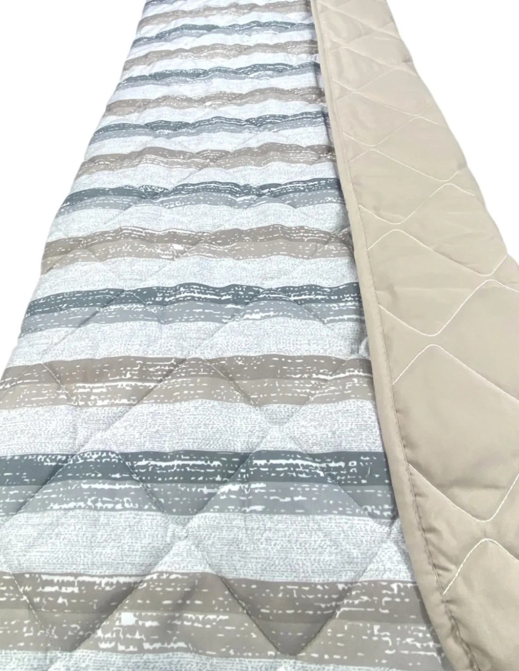 Trapuntino Rigato Beige - Copriletto Trapuntato Mezza Stagione - Microfibra Morbida 100 gr/m² - Made in Italy