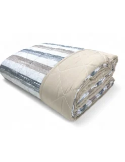 Trapuntino Rigato Beige - Copriletto Trapuntato Mezza Stagione - Microfibra Morbida 100 gr/m² - Made in Italy