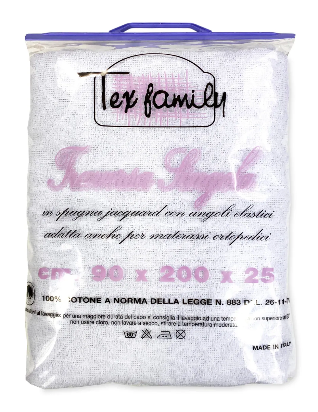 TRAVERSA COPRIMATERASSO IN SPUGNA DI PURO COTONE TEX FAMILY